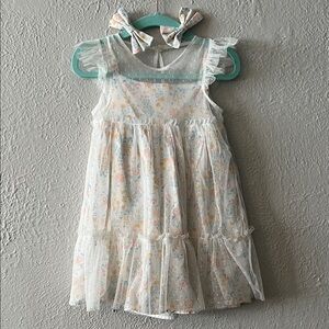 Floral Kids Dress with Bow Accents